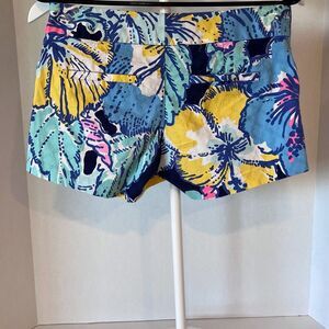 Lilly Pulitzer Floral Jean Shorts in Blue, Yellow & Mint Size 0